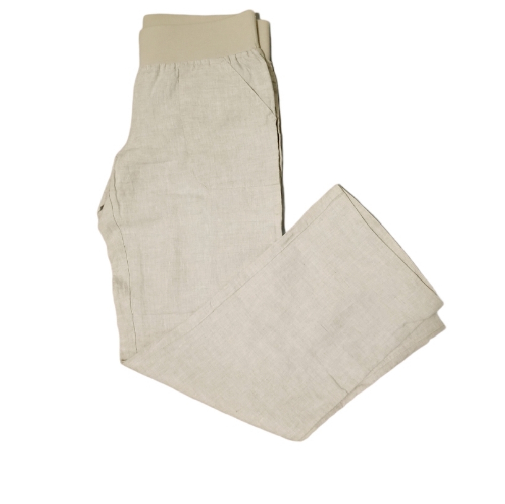 Allen Allen Linen pants Beige Neutral color size M - Picture 3 of 10